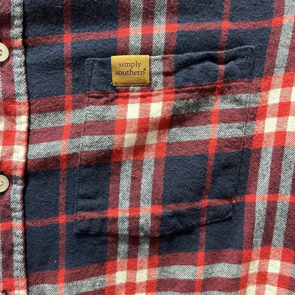 Lot Of 2 Simply Southern Men's Long Sleeve Plaid Flannel Shirt Size Medium‎